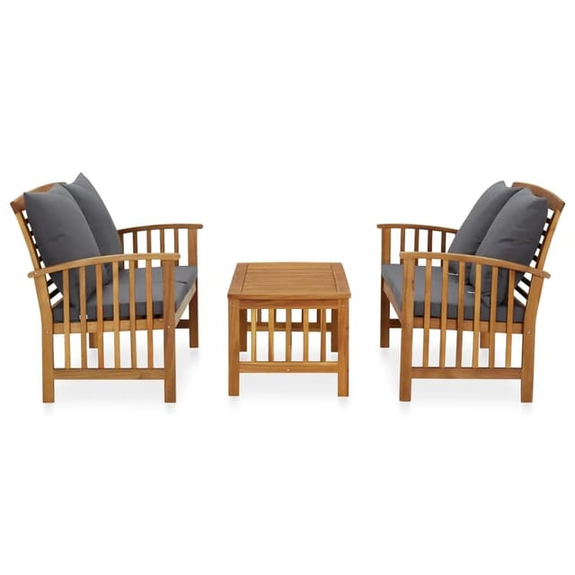 vidaXL 3-tlg Garten-Lounge-Set mit Auflagen Massivholz Akazie Modell 4