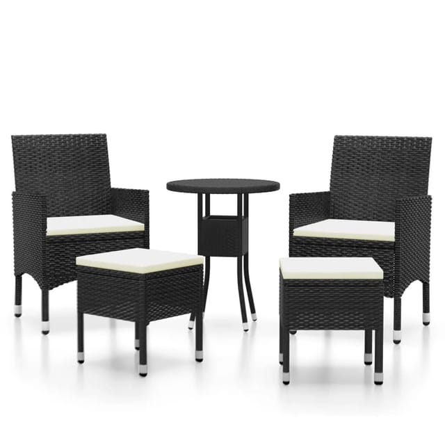 vidaXL 5-tlg Garten-Lounge-Set Poly Rattan Schwarz Modell 3