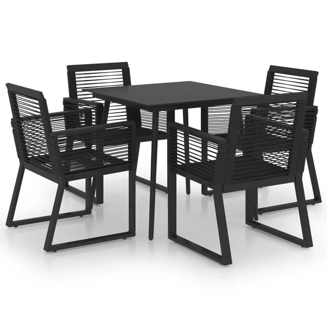 vidaXL 5-tlg Garten-Essgruppe PVC Rattan Schwarz Modell 11