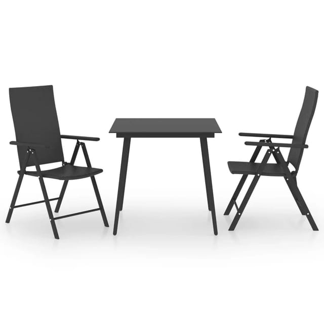 vidaXL 3-tlg Garten-Essgruppe Schwarz Modell 3