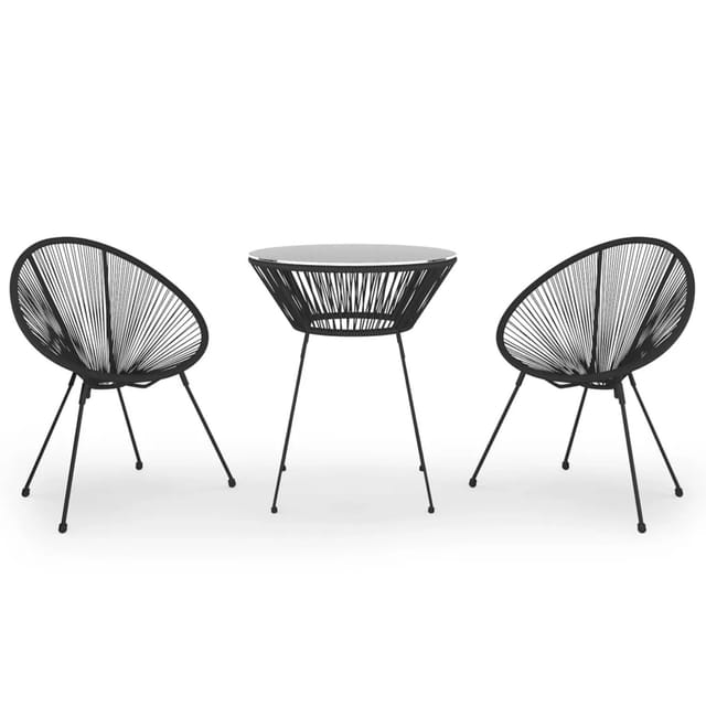 vidaXL 3-tlg Garten-Essgruppe PVC Rattan Schwarz Modell 11