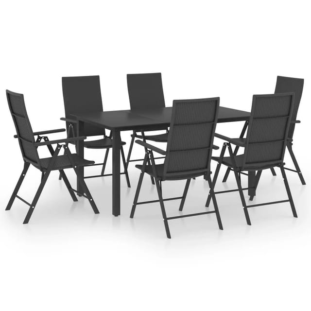 vidaXL 7-tlg Garten-Essgruppe Schwarz Modell 1