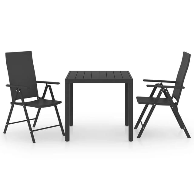 vidaXL 3-tlg Garten-Essgruppe Schwarz Modell 2