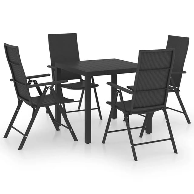 vidaXL 5-tlg Garten-Essgruppe Schwarz Modell 3