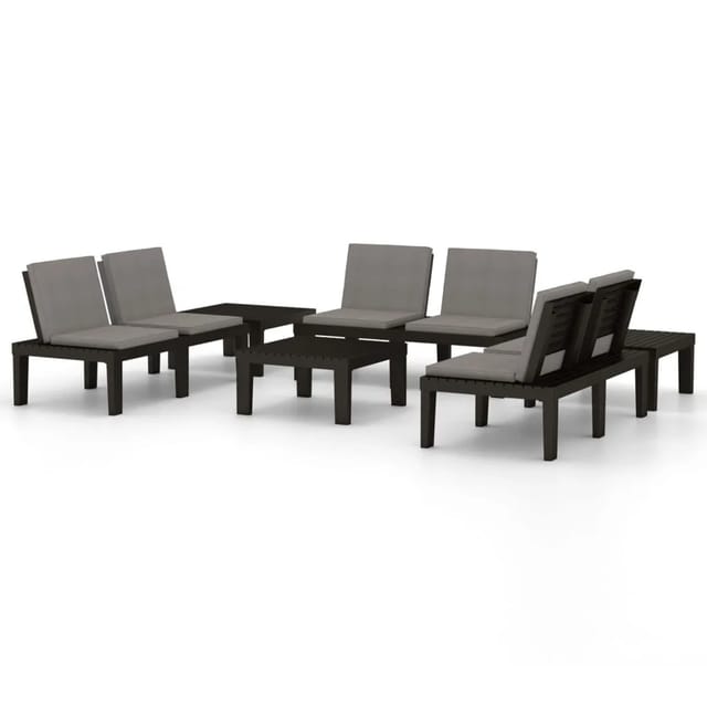 vidaXL 6-tlg Garten-Lounge-Set mit Auflagen Kunststoff Grau