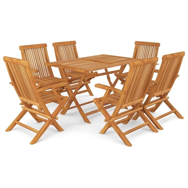 vidaXL 7-tlg Garten-Essgruppe Massivholz Teak Modell 25