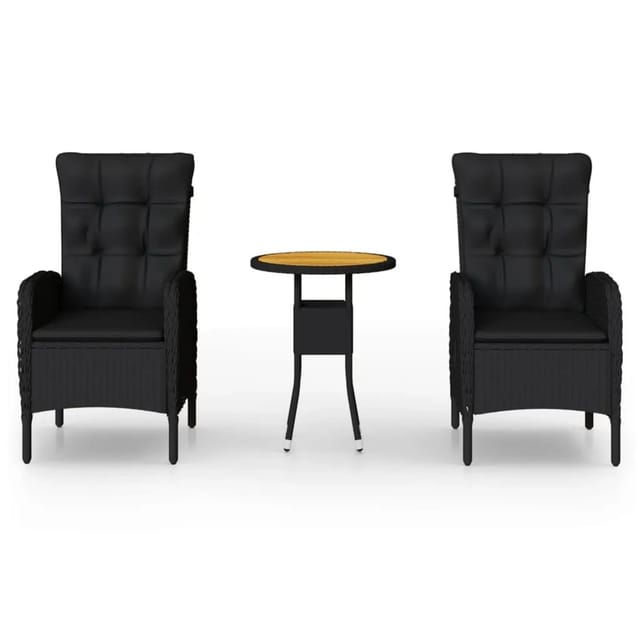 vidaXL 3-tlg Garten-Bistro-Set Poly Rattan Schwarz Modell 2