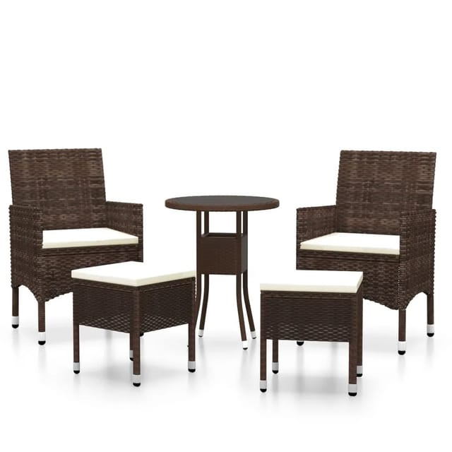 vidaXL 5-tlg Garten-Lounge-Set Poly Rattan Braun Modell 3