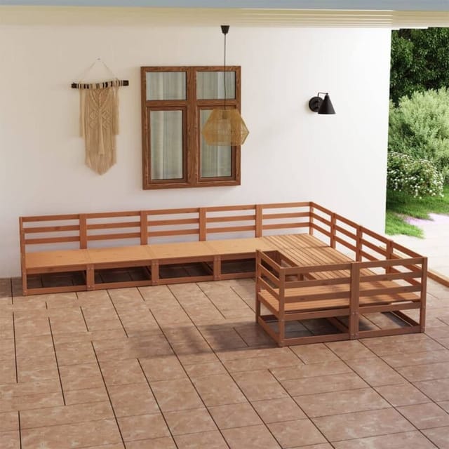 vidaXL 9-tlg Garten-Lounge-Set Massivholz Kiefer Modell 39