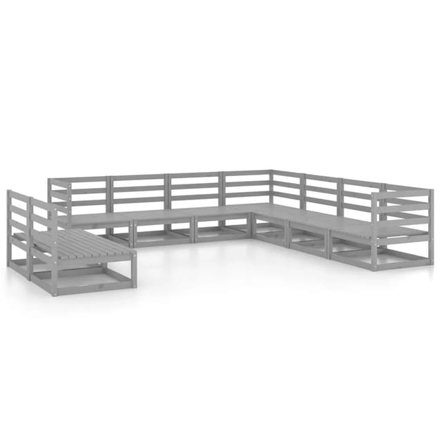 vidaXL 9-tlg Garten-Lounge-Set Grau Kiefer Massivholz Modell 20