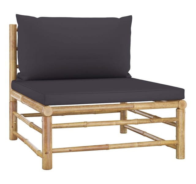 vidaXL 4-tlg Garten-Lounge-Set mit Dunkelgrauen Kissen Bambus Modell 1