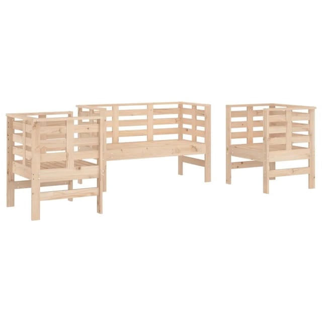 vidaXL 3-tlg Garten-Lounge-Set Massivholz Kiefer Modell 8