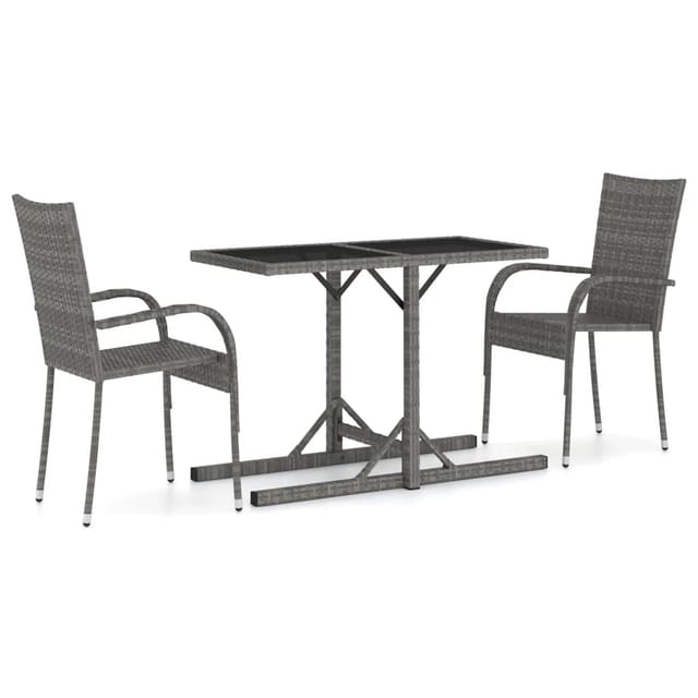 vidaXL 3-tlg Garten-Essgruppe Grau Modell 32