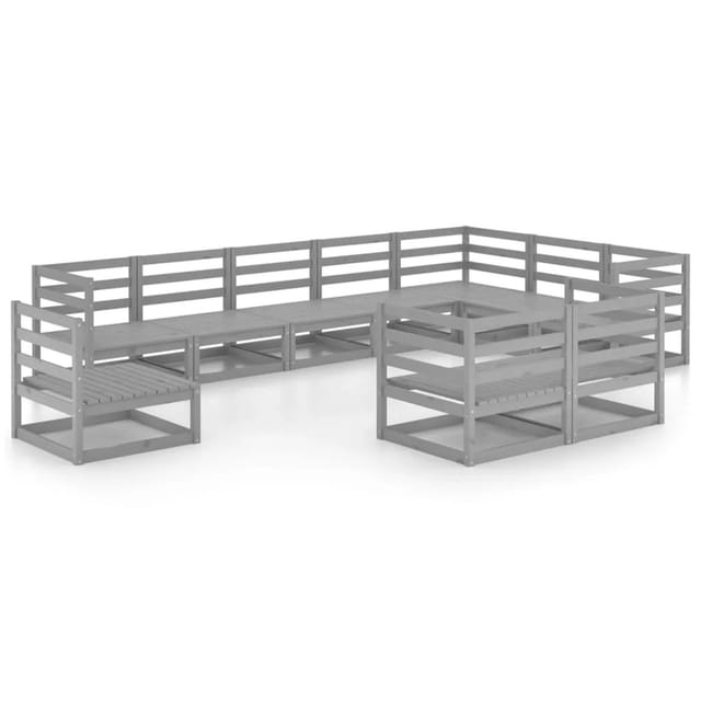vidaXL 10-tlg Garten-Lounge-Set Grau Kiefer Massivholz Modell 7