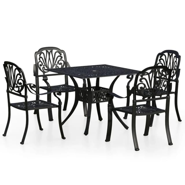 vidaXL 5-tlg Bistro-Set Aluminiumguss Schwarz Modell 3