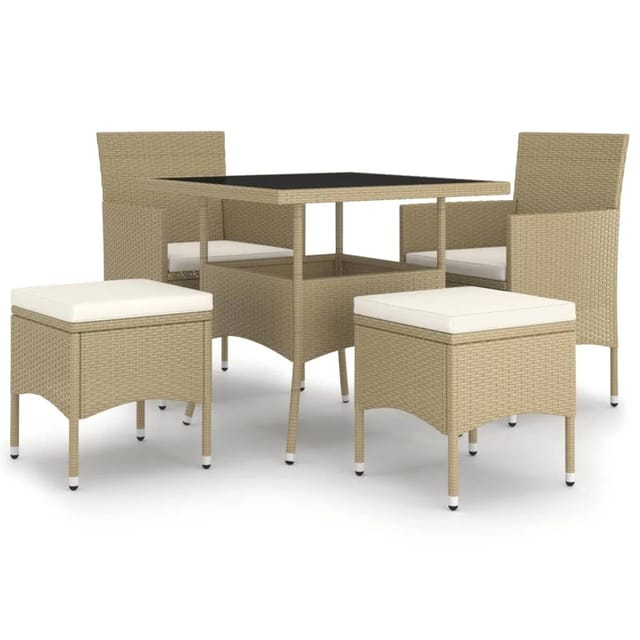 vidaXL 5-tlg Garten-Essgruppe Poly Rattan Beige