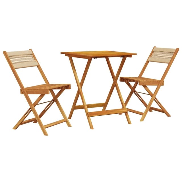 vidaXL 3-tlg Bistro-Set Beige Polypropylen und Massivholz Modell 7