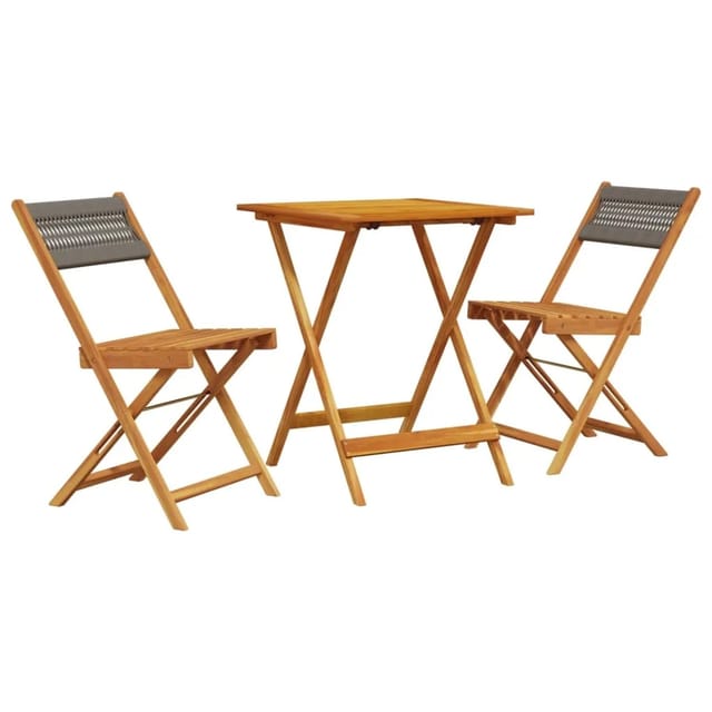 vidaXL 3-tlg Bistro-Set Grau Polypropylen und Massivholz Modell 1