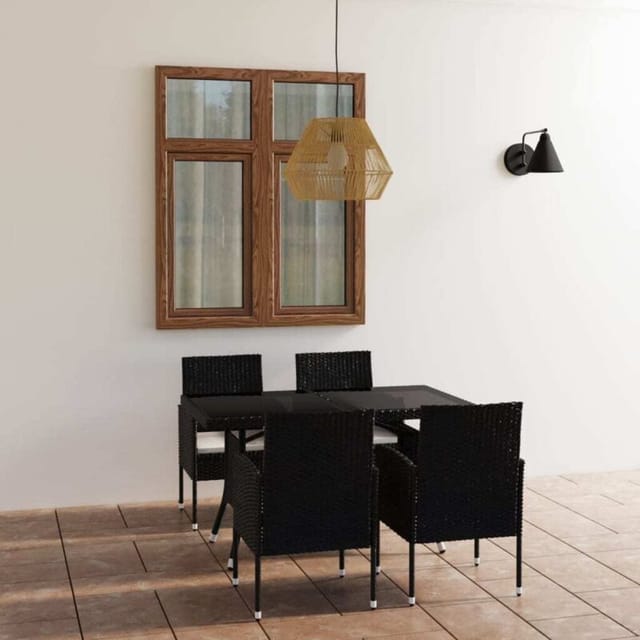 vidaXL 5-tlg Garten-Essgruppe Poly Rattan Schwarz Modell 3
