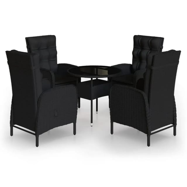 vidaXL 5-tlg Garten-Bistro-Set Poly Rattan Schwarz Modell 1