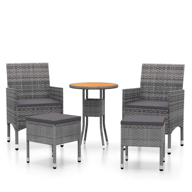 vidaXL 5-tlg Garten-Lounge-Set Poly Rattan Grau Modell 4
