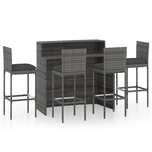 vidaXL 5-tlg Gartenbar-Set mit Kissen Grau Modell 2