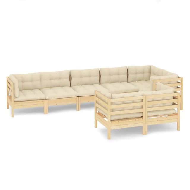 vidaXL 8-tlg Garten-Lounge-Set mit Creme Kissen Massivholz Kiefer Modell 10