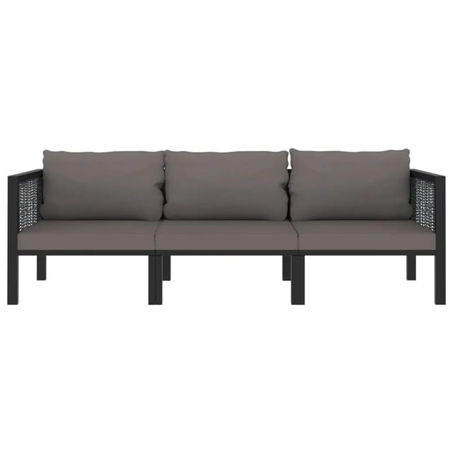 vidaXL 3-Sitzer-Sofa mit Auflage Anthrazit Poly Rattan