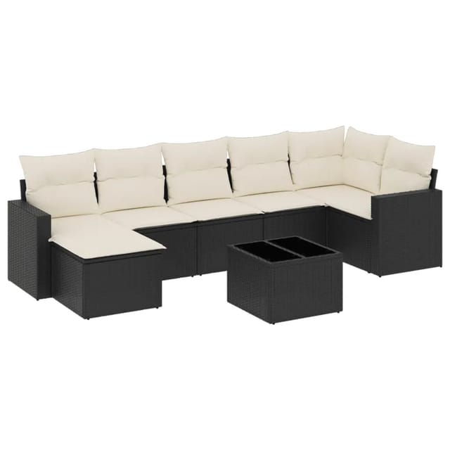 vidaXL 8-tlg Garten-Sofagarnitur mit Kissen Schwarz Poly Rattan Modell 48