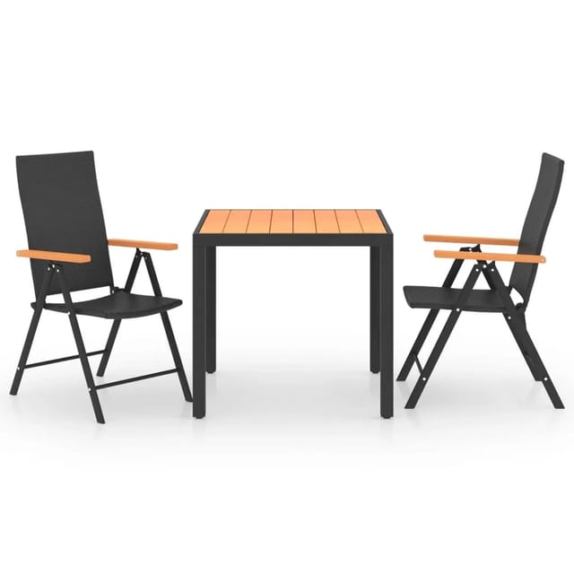 vidaXL 3-tlg Garten-Essgruppe Schwarz und Braun Modell 3