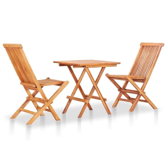 vidaXL 3-tlg Bistroset mit Anthrazit Kissen Massivholz Teak