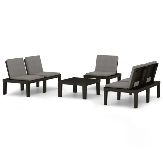vidaXL 4-tlg Garten-Lounge-Set mit Kissen Kunststoff Grau