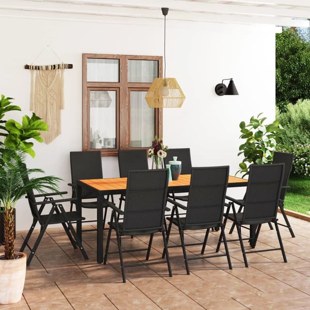 vidaXL 9-tlg Garten-Essgruppe Schwarz und Braun Modell 1