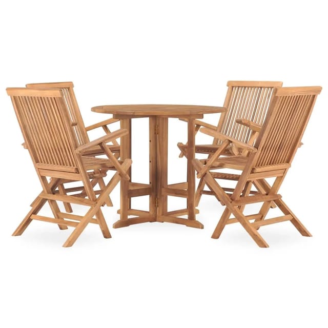 vidaXL 5-tlg Garten-Essgruppe Klappbar Massivholz Teak