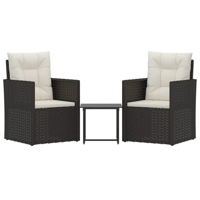 vidaXL 3-tlg Garten-Lounge-Set mit Kissen Poly Rattan Schwarz Modell 8