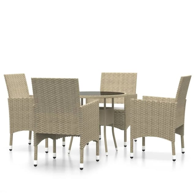 vidaXL 5-tlg Garten-Essgruppe Poly Rattan Beige Modell 1