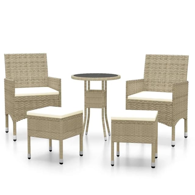 vidaXL 5-tlg Garten-Lounge-Set Poly Rattan Beige