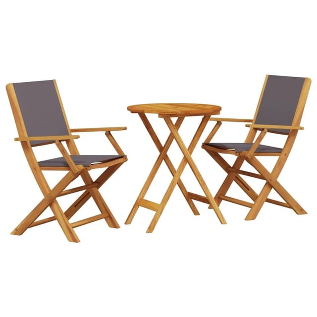 vidaXL 3-tlg Bistro-Set Anthrazit Stoff und Massivholz Modell 5