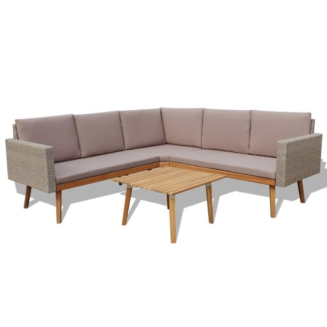vidaXL 4-tlg Garten-Lounge-Set mit Auflagen Poly Rattan Grau Modell 5