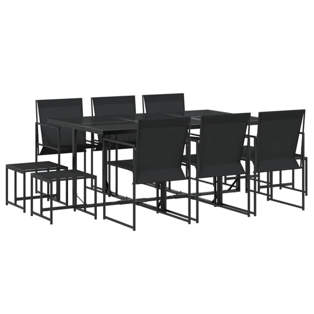 vidaXL 11-tlg Garten-Essgruppe Schwarz Textilene Modell 2