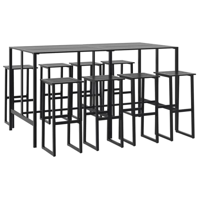 vidaXL 9-tlg Gartenbar-Set Schwarz Pulverbeschichteter Stahl