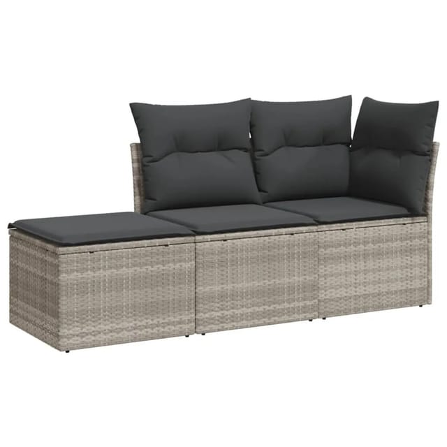 vidaXL 3-tlg Garten-Sofagarnitur mit Kissen Hellgrau Poly Rattan Modell 1
