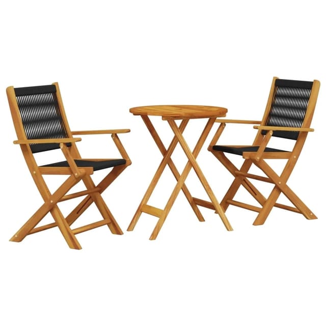 vidaXL 3-tlg Bistro-Set Schwarz Polypropylen und Massivholz Modell 1