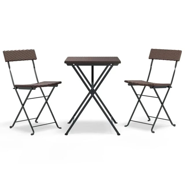 vidaXL 3-tlg Bistro-Set Klappbar Braun Poly Rattan