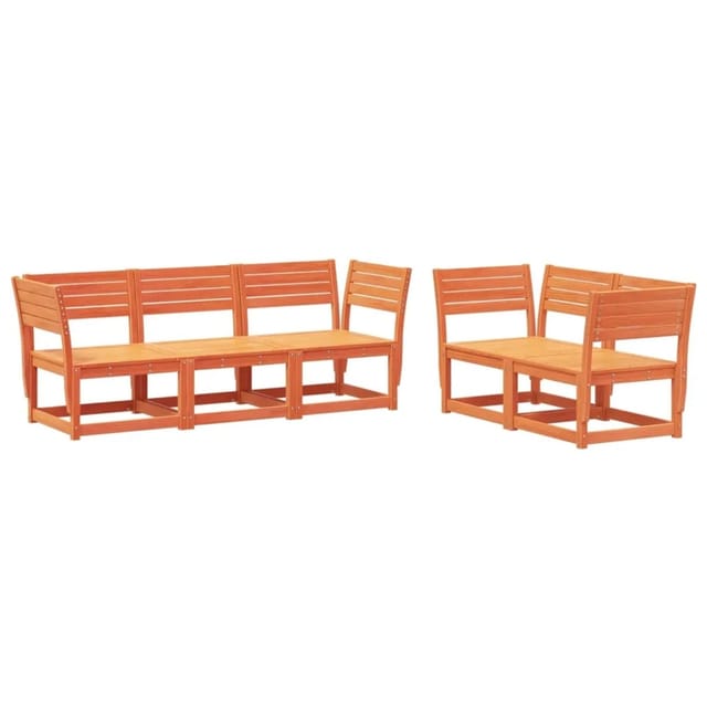 vidaXL 5-tlg Garten-Sofagarnitur Wachsbraun Massivholz Kiefer Modell 3
