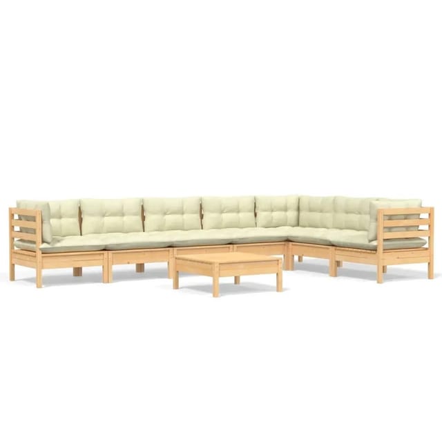 vidaXL 8-tlg Garten-Lounge-Set mit Creme Kissen Massivholz Kiefer Modell 15
