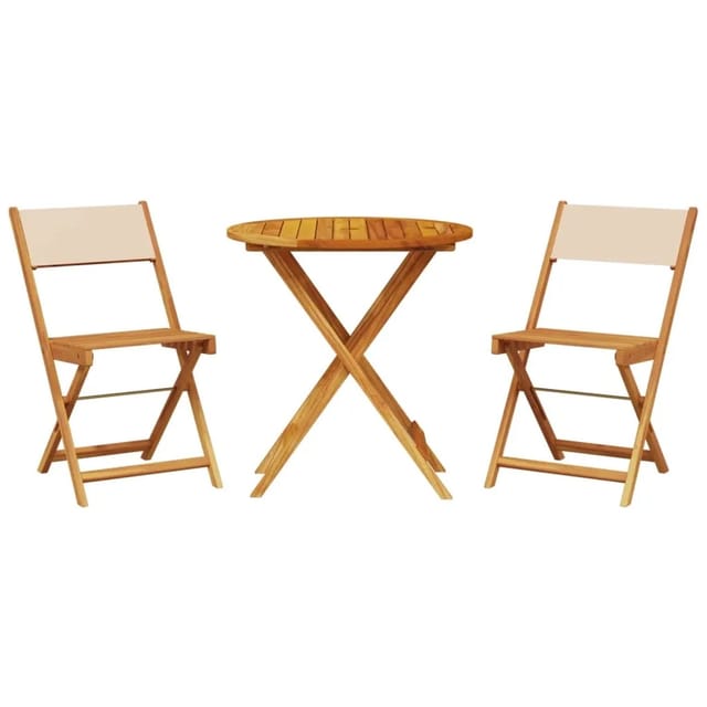 vidaXL 3-tlg Bistro-Set Beige Stoff und Massivholz Modell 4