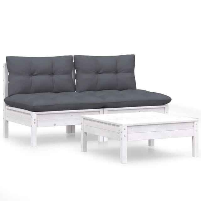 vidaXL 3-tlg Garten-Lounge-Set mit Anthrazit Kissen Kiefernholz Modell 1