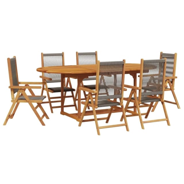 vidaXL 7-tlg Garten-Essgruppe Polypropylen und Massivholz Grau Modell 2