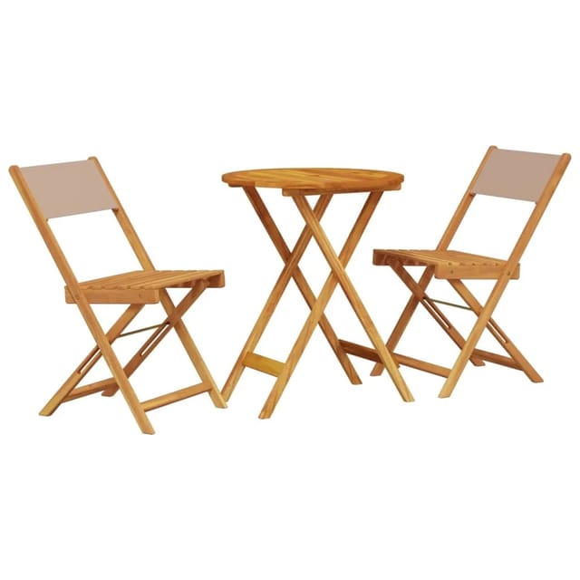 vidaXL 3-tlg Bistro-Set Taupe Stoff und Massivholz Modell 6